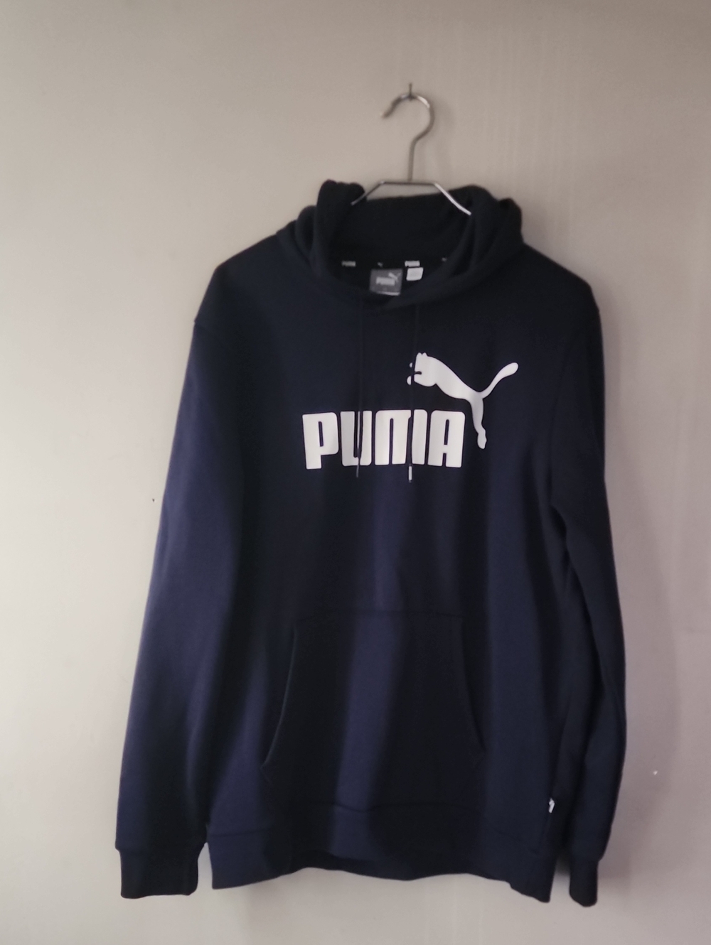 Puma Men's Navy Hoodie with White Logo. NWOT